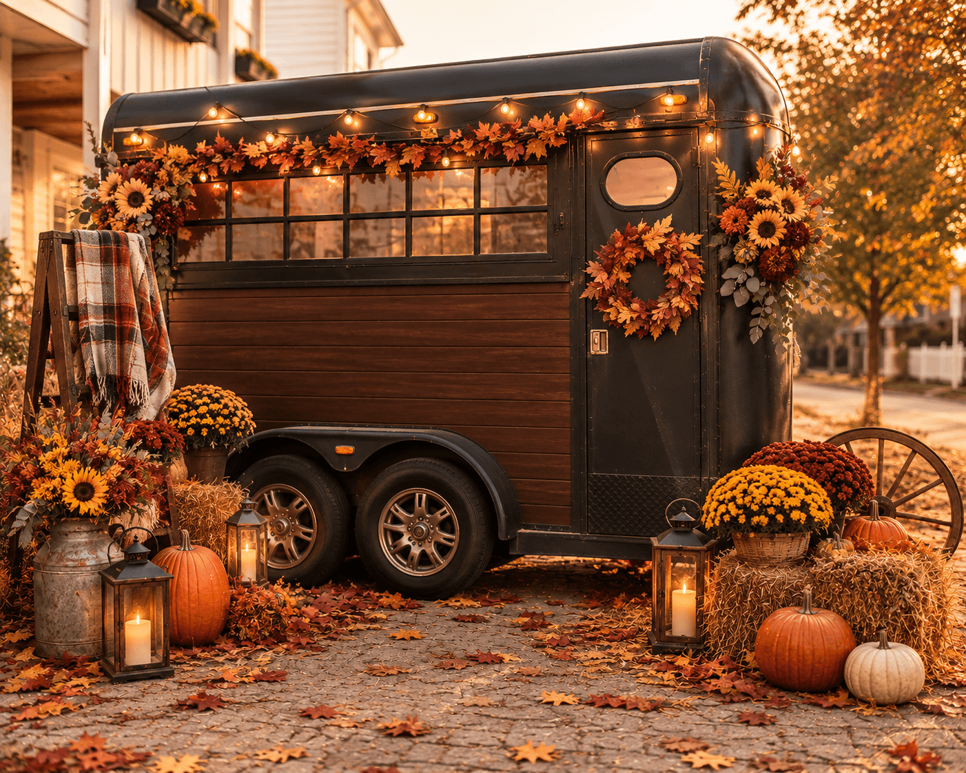 Autumn styled vintage horse trailer